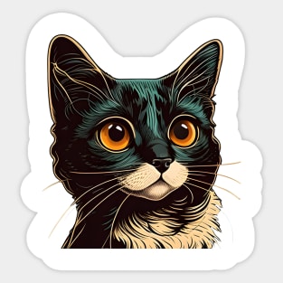 Black cat with beautiful eyes Sticker